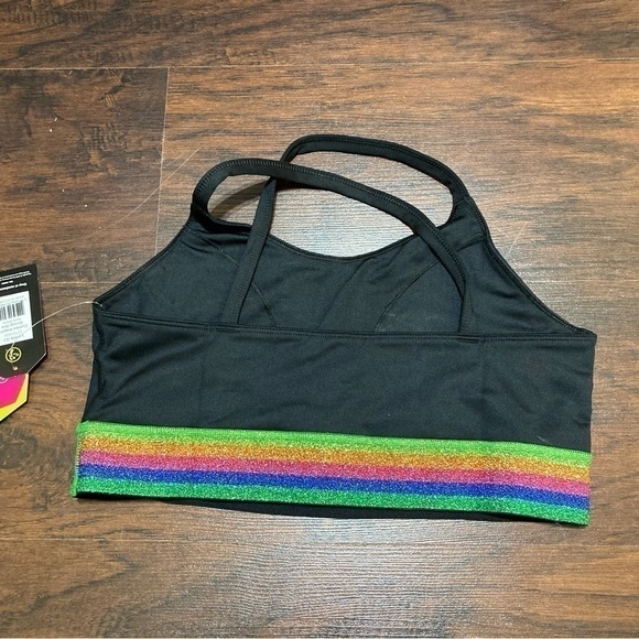 ZUMBA INSPIRE SCOOP BRA.  Glittery band X cross back NWT  Medium - Picture 3 of 12